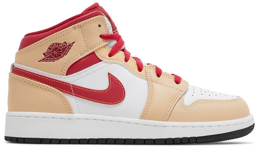 jordan 1 mid light curry cardinal red