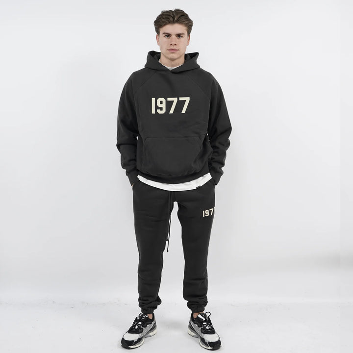 FEAR OF GOD ESSENTIALS 1977 IRON BLACK HOODIE